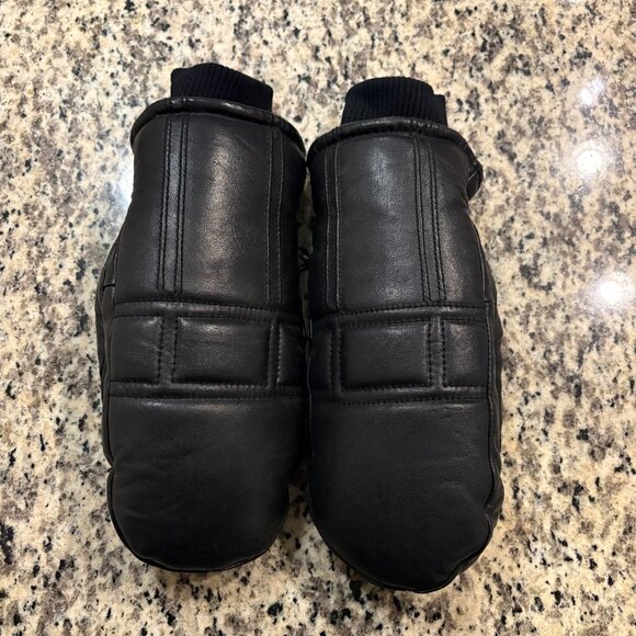 Vtg Kombi Leather Mittens Unisex Medium Black Insulated Wrist Cuff Ski Snowboard - Picture 1 of 9
